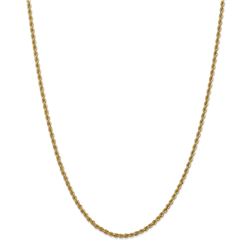 14k Gold 2.5 mm Handmade Regular Rope Chain Necklace - 24 in.