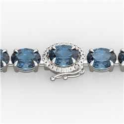 19.25 ctw London Blue Topaz & VS/SI Diamond Micro Bracelet 14k White Gold