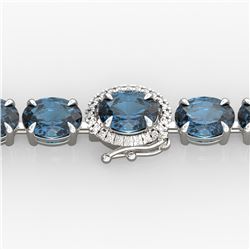 19.25 ctw London Blue Topaz & VS/SI Diamond Micro Bracelet 14k White Gold