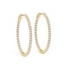 Image 2 : 1.55 ctw Diamond VS/SI 30 MM Hoop Earrings 14k Yellow Gold