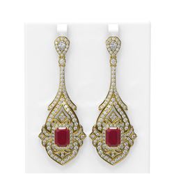 21.55 ctw Ruby & Diamond Earrings 18K Yellow Gold