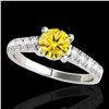 Image 1 : 1.55 ctw Certified SI/I Fancy Intense Yellow Diamond Ring 10k White Gold