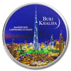 2017 Ivory Coast 2 oz Silver Magnificent Landmarks Burj Khalifa