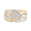 Image 2 : 10kt Yellow Gold Mens Round Diamond Double Row Band Ring 1/2 Cttw