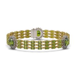 29.33 ctw Tourmaline & Diamond Bracelet 14K Yellow Gold