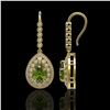 Image 2 : 9.95 ctw Tourmaline & Diamond Victorian Earrings 14K Yellow Gold