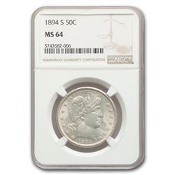 1894-S Barber Half Dollar MS-64 NGC