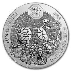 2019 Rwanda 1 oz Silver Lunar Year of the Pig BU