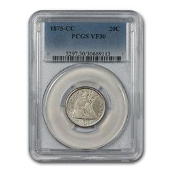 1875-CC Twenty Cent Piece VF-30 PCGS