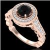 Image 1 : 1.12 ctw Fancy Black Diamond Engagment Art Deco Ring 18k Rose Gold