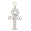 Image 1 : 10kt Yellow Gold Mens Round Diamond Ankh Cross Charm Pendant 7/8 Cttw