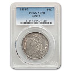 1818/7 Capped Bust Half Dollar AU-50 PCGS (Large 8)