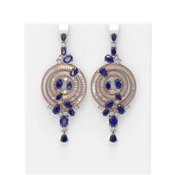 22.97 ctw Sapphire & Diamond Earrings 18K Rose Gold