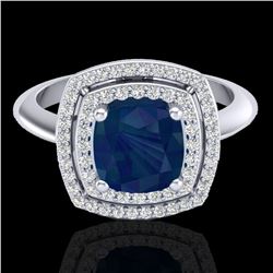 2.52 ctw Sapphire & Micro VS/SI Diamond Pave Ring 18k White Gold