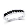 Image 1 : Sterling Silver Womens Round Black Color Enhanced Single Row Diamond Band Ring 1/2 Cttw