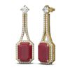 Image 2 : 13.09 ctw Ruby & Diamond Earrings 18K Yellow Gold