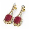 Image 3 : 13.09 ctw Ruby & Diamond Earrings 18K Yellow Gold