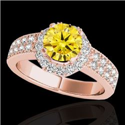 1.4 ctw Certified SI/I Fancy Intense Yellow Diamond Ring 10k Rose Gold