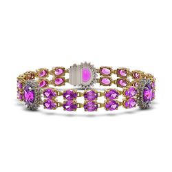 15.62 ctw Amethyst & Diamond Bracelet 14K Yellow Gold