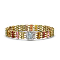 29.17 ctw Sapphire & Diamond Bracelet 14K Yellow Gold