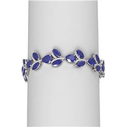 40.92 ctw Sapphire & Diamond Bracelet 18K White Gold