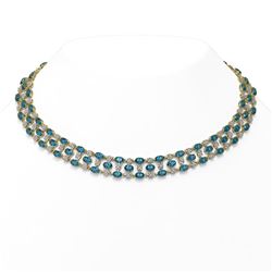 61.73 ctw London Topaz & Diamond Necklace 10K Yellow Gold