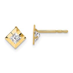 14k Cubic Zirconia Square Deco Post Earrings - 44 mm