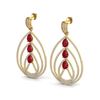 Image 1 : 4 ctw Ruby & Micro Pave VS/SI Diamond Designer Earrings 18k Yellow Gold