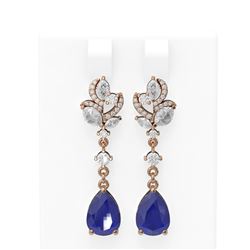 9.22 ctw Sapphire & Diamond Earrings 18K Rose Gold