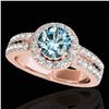 Image 1 : 1.5 ctw SI Certified Fancy Blue Diamond Solitaire Halo Ring 10k Rose Gold