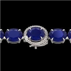 76 ctw Sapphire & Micro Pave Diamond Bracelet 14k White Gold
