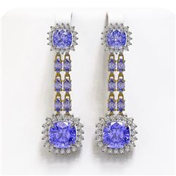 20.06 ctw Tanzanite & Diamond Earrings 14K Yellow Gold