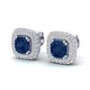 2.16 ctw Sapphire & Micro VS/SI Diamond Earrings Halo 18k White Gold