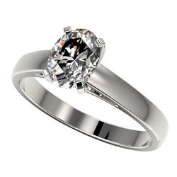1.25 ctw Certified VS/SI Quality Oval Diamond Ring 10k White Gold