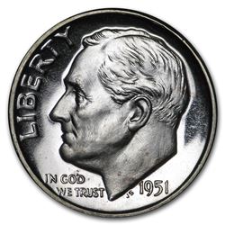 1951 Roosevelt Dime Gem Proof
