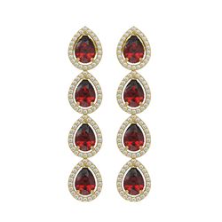 8.2 ctw Garnet & Diamond Micro Pave Halo Earrings 10k Yellow Gold