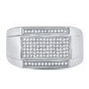 Image 2 : Sterling Silver Mens Round Diamond Rectangle Cluster Fashion Ring 1/3 Cttw