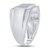 Image 3 : Sterling Silver Mens Round Diamond Rectangle Cluster Fashion Ring 1/3 Cttw