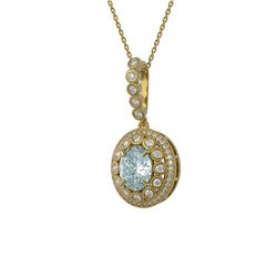 3.82 ctw Aquamarine & Diamond Victorian Necklace 14K Yellow Gold