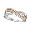 Image 1 : 10kt Two-tone Gold Womens Round Diamond Crossover Band Ring 1/2 Cttw