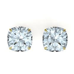 9 ctw Cushion Cut Aquamarine Stud Earrings 18k Yellow Gold