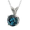 Image 2 : 1 ctw Certified Intense Blue Diamond Solitaire Necklace 10k White Gold