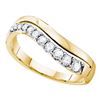 Image 1 : 14kt Yellow Gold Womens Round Diamond Curved Single Row Band 1/3 Cttw
