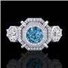 Image 2 : 1.01 ctw Fancy Intense Blue Diamond Art Deco Ring 18k White Gold