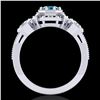 Image 3 : 1.01 ctw Fancy Intense Blue Diamond Art Deco Ring 18k White Gold