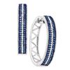 Image 1 : 10kt White Gold Womens Round Blue Color Enhanced Diamond Hoop Earrings 1/2 Cttw