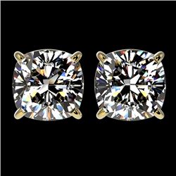 2.50 ctw VS/SI Quality Cushion Diamond Stud Earrings 10k Yellow Gold
