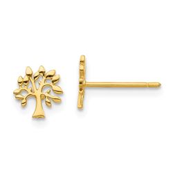 14k Yellow Gold Tree Post Earrings