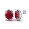 Image 2 : 6 ctw Ruby & Micro Pave VS/SI Diamond Earrings 18k White Gold