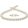Image 1 : White Hanadama Japanese Akoya Pearl Jewelry Set, 8.5-9.0mm
